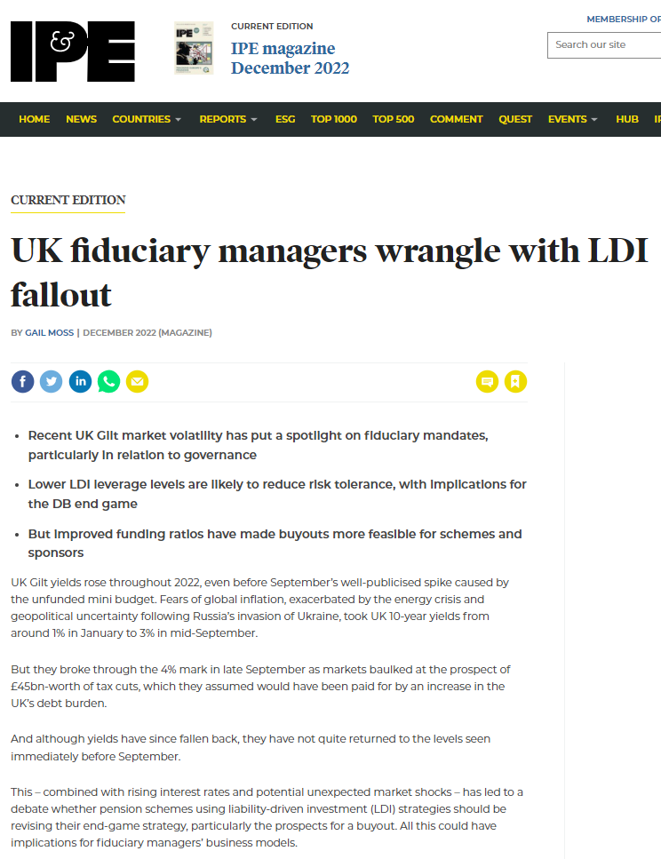 Image for opinion “UK fiduciary managers wrangle with LDI fallout”